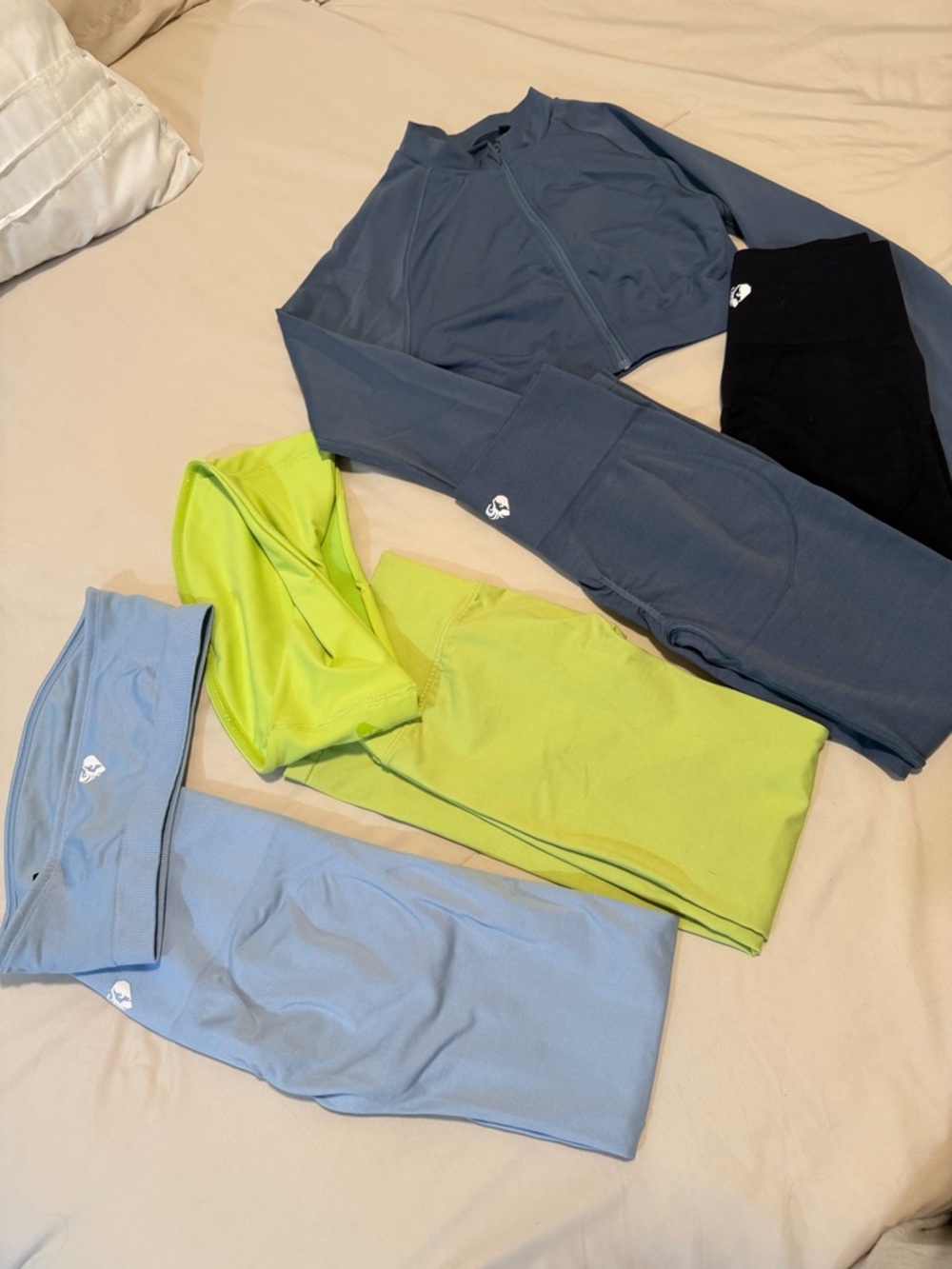 Assorted Activewear Set - Slate Blue, Lime, Light Blue, Black